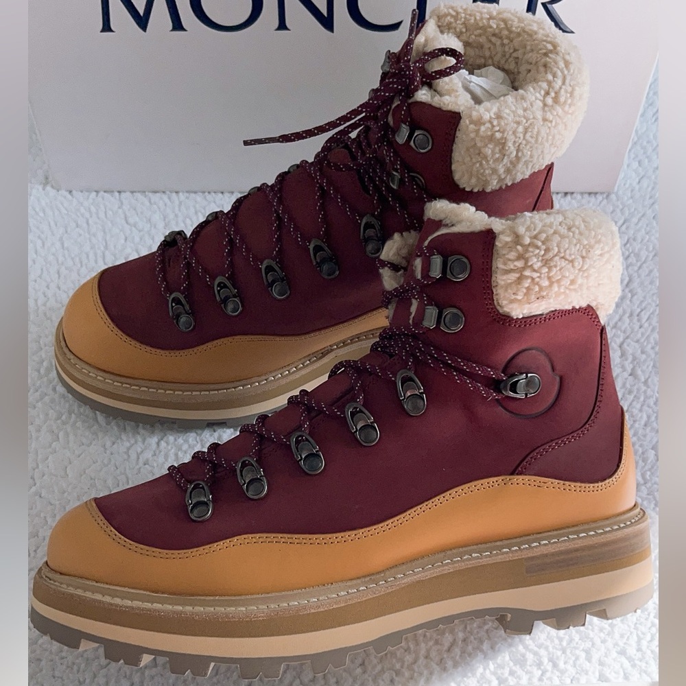 Moncler Peka Trek shearling-trimmed Suede & Leather Hiking Boots - Picture 8 of 16